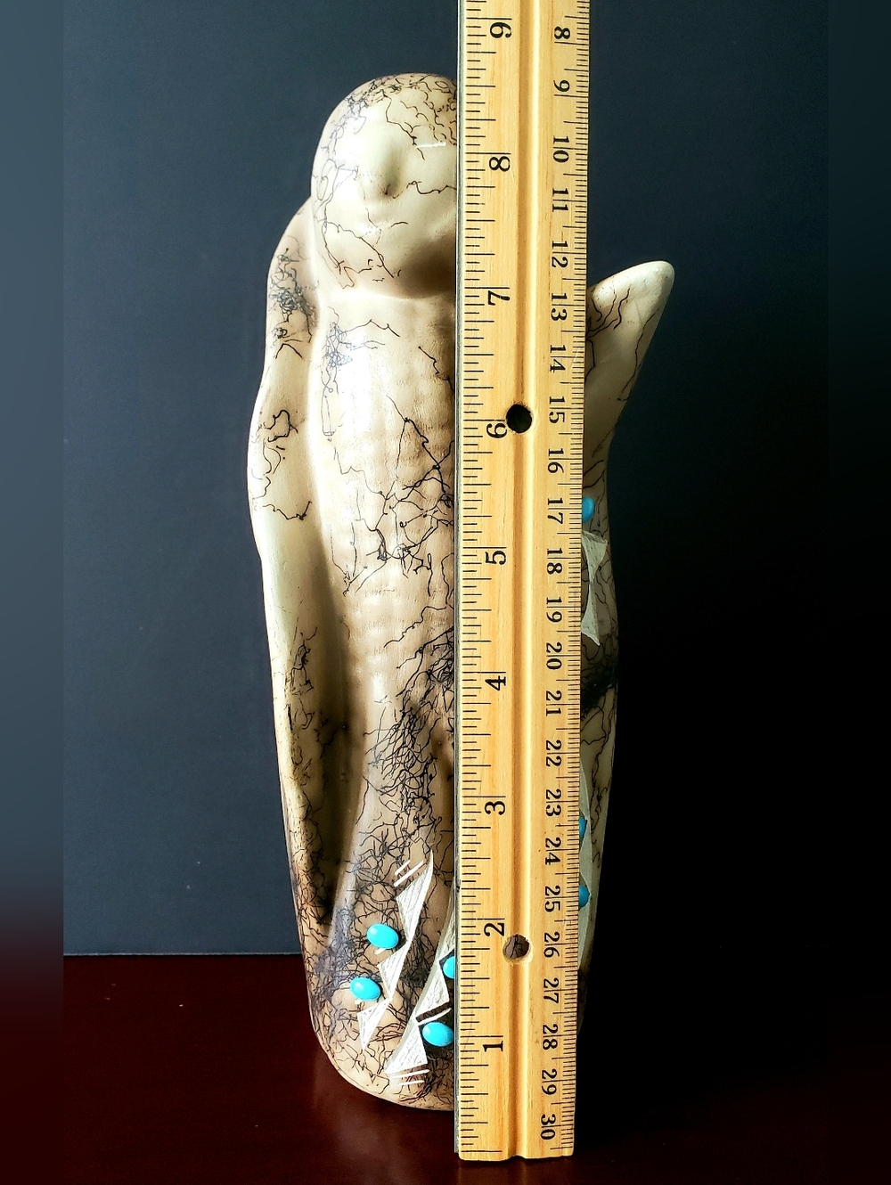 Navajo Horse Hair Pottery,Corn Maiden, Inlaid Turquise Accents, Signed Excellent - Picture 8 of 8
